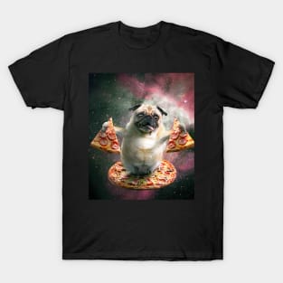 Funny Space Pug Dog With Pizza T-Shirt